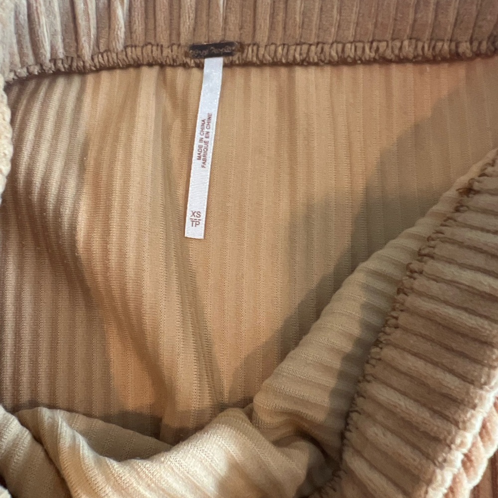 Free People Gold Ribbed Midi Pencil Skirt with Slit - Picture 4 of 4